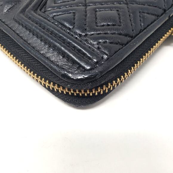 Tory Burch Fleming Zip Continental Wallet Quilted Soft Leather Black One Size - Picture 10 of 12